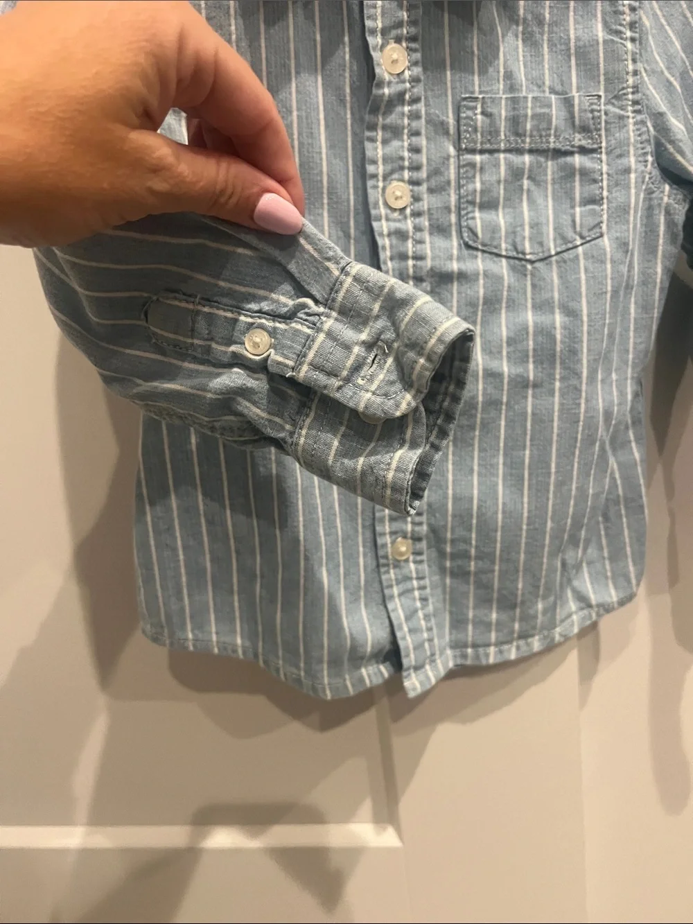 OshKosh B'gosh Blue and White Striped Button-Front Shirt